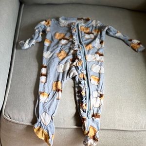 Posh peanut s’mores footie ruffled zippered one piece